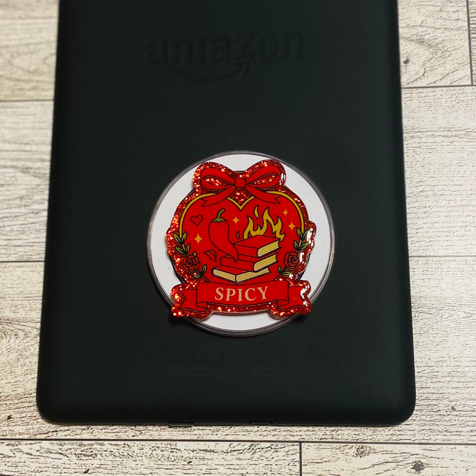 Red Spicy heart with text and chili peper with red bow