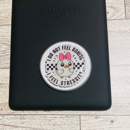 Magnetic e-reader phone grip with cartoon chicken design