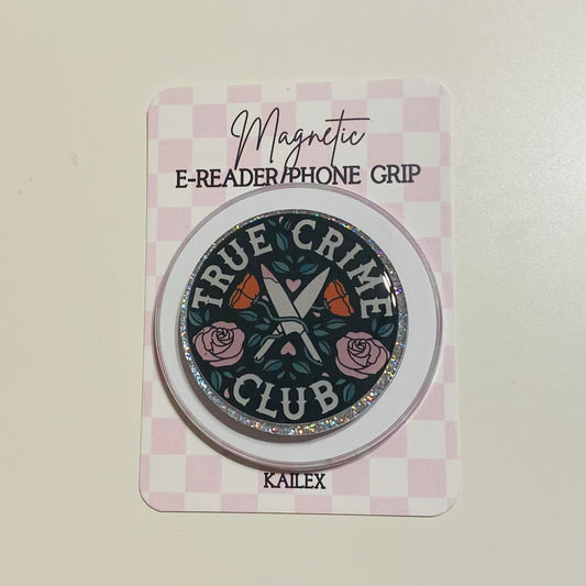 True Crime Club phone grip on a checkered card with KAILEX branding