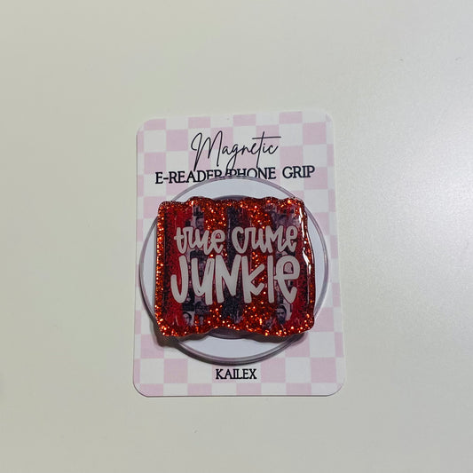 Magnetic e-reader phone grip with glittery design on a checkered card, brand 'KAILEX' visible