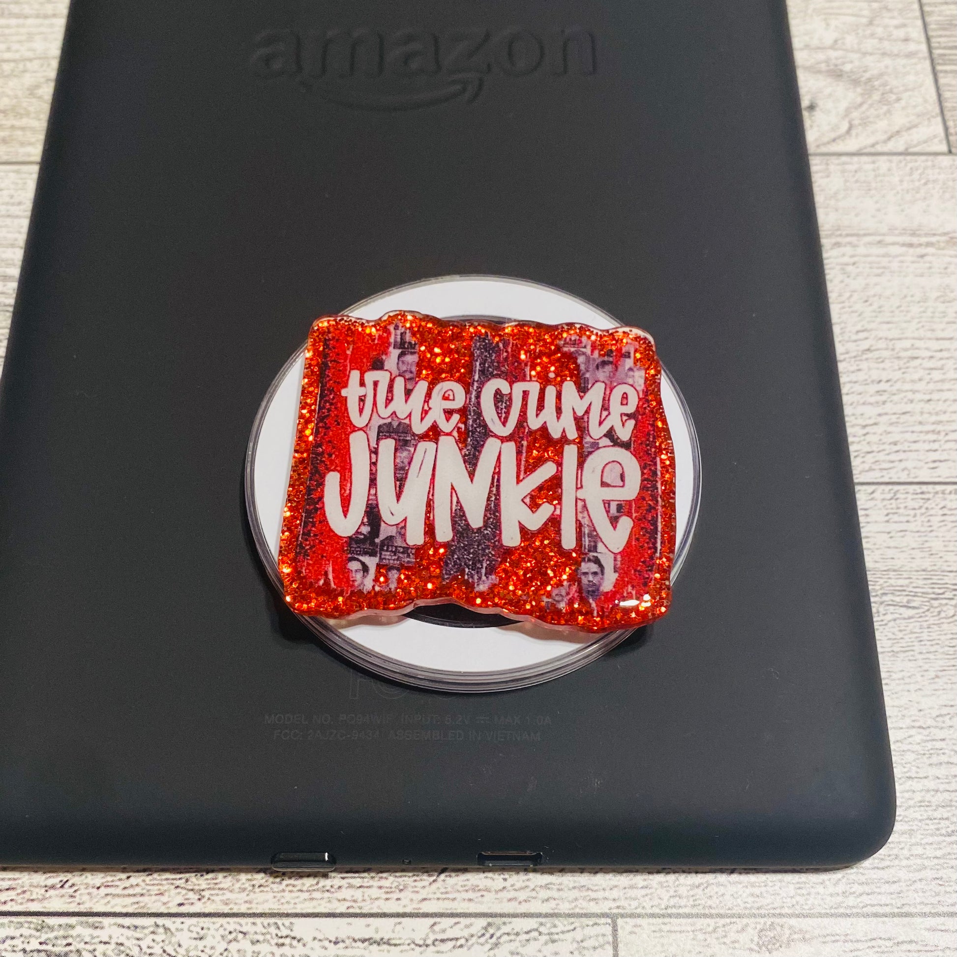 Magnetic e-reader phone grip with glittery design on a checkered card, brand 'KAILEX' visible