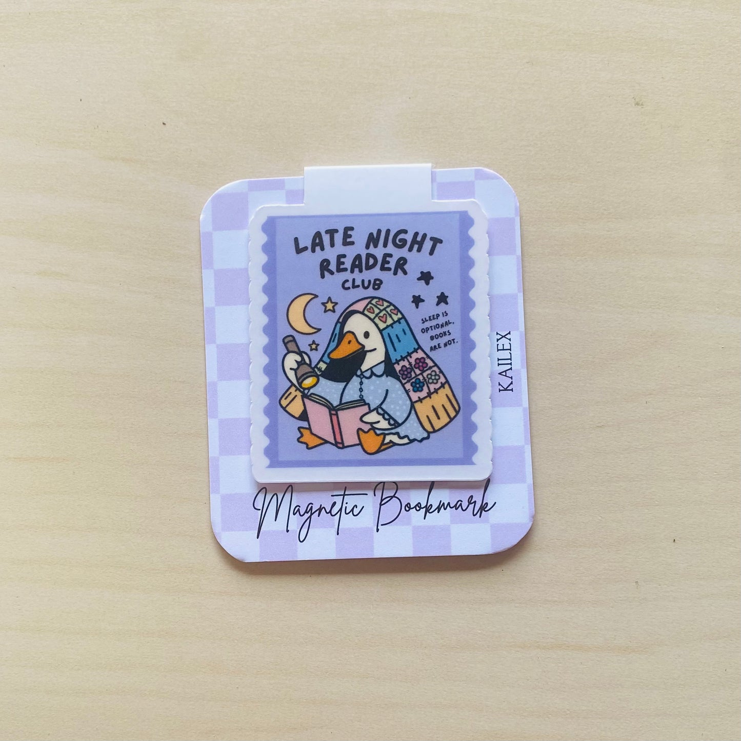 Late night reader club goose reading book Magnetic Bookmark