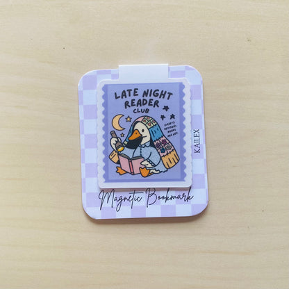 Late night reader club goose reading book Magnetic Bookmark
