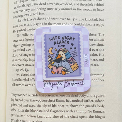 Late night reader club goose reading book Magnetic Bookmark