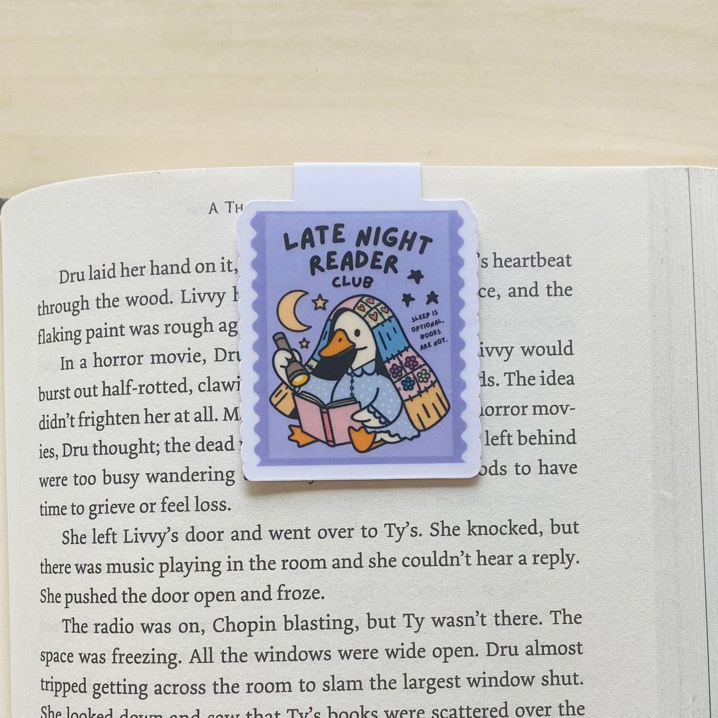Late night reader club goose reading book Magnetic Bookmark