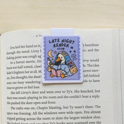 Late night reader club goose reading book Magnetic Bookmark