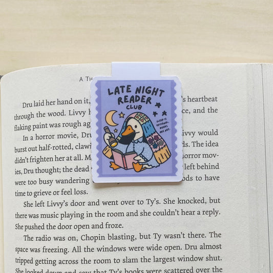Late night reader club goose reading book Magnetic Bookmark