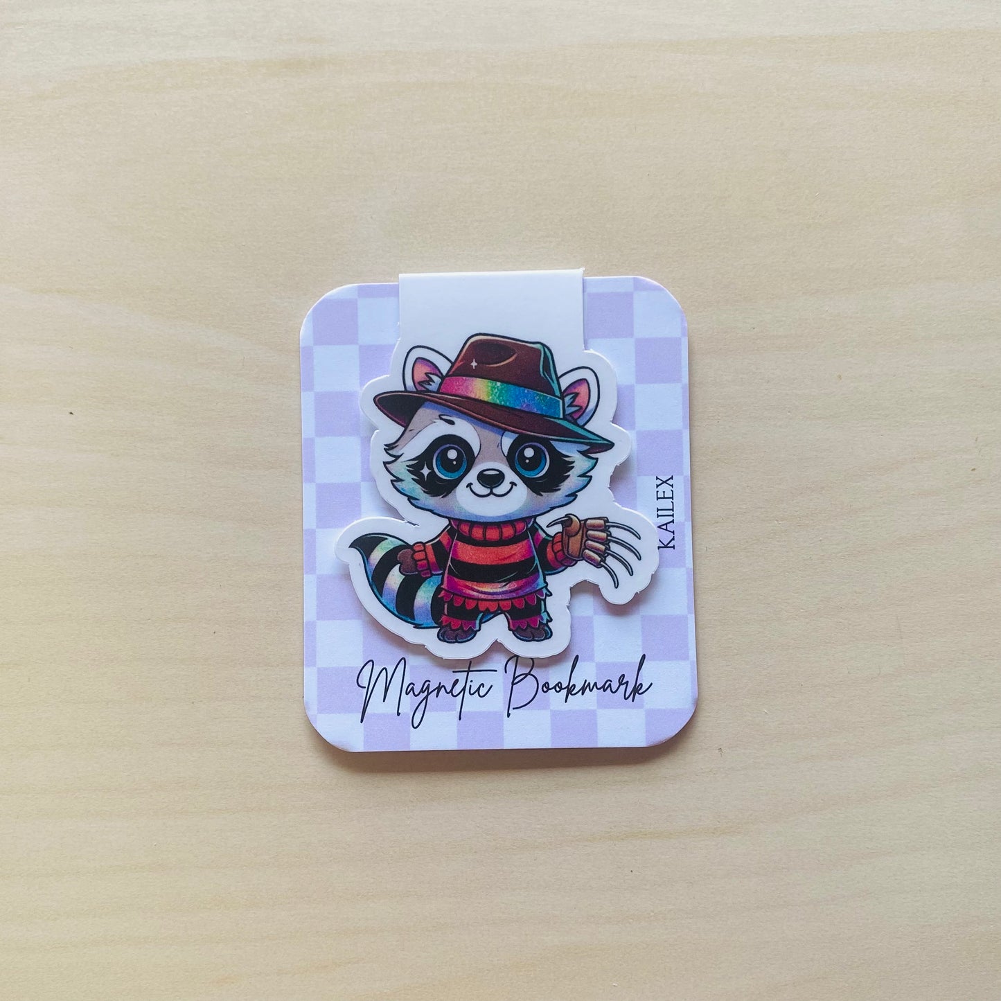 Nightmare raccoon with knife hands Magnetic Bookmark