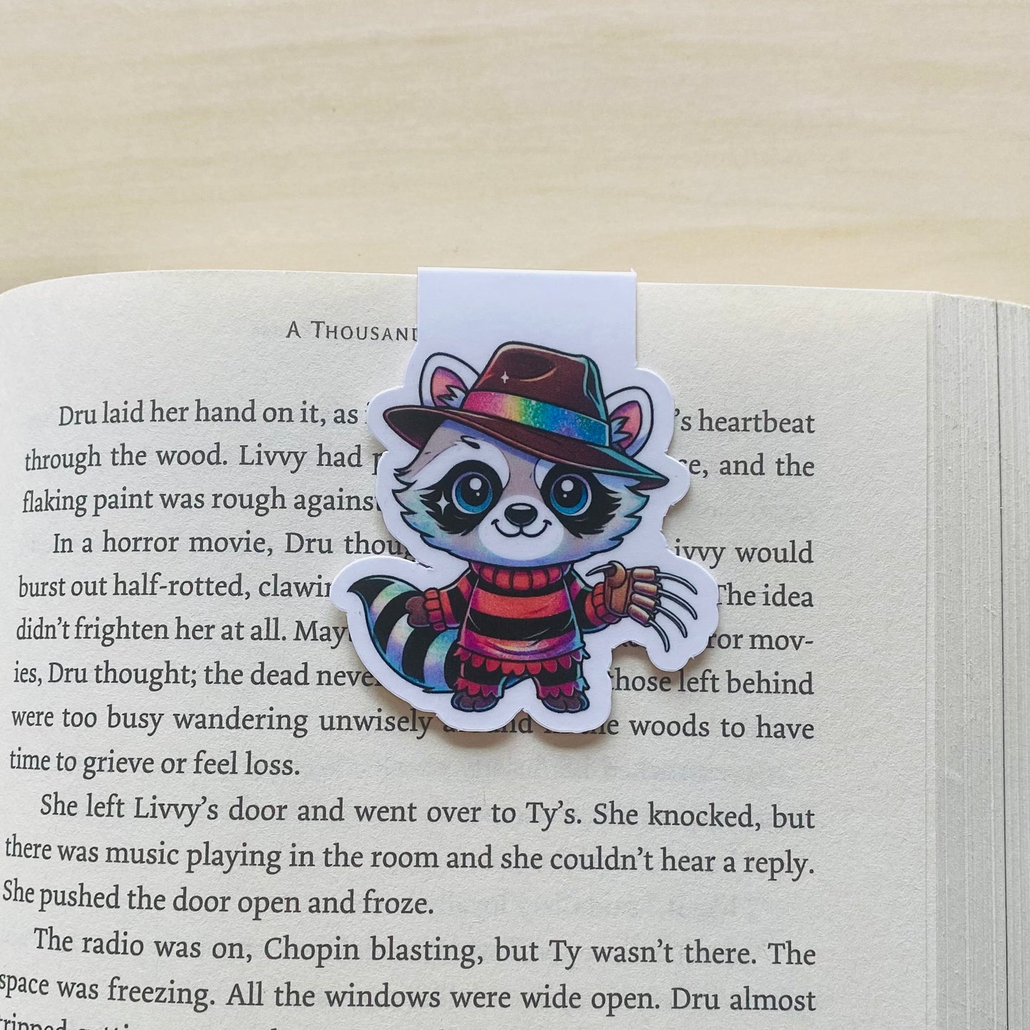 Nightmare raccoon with knife hands Magnetic Bookmark