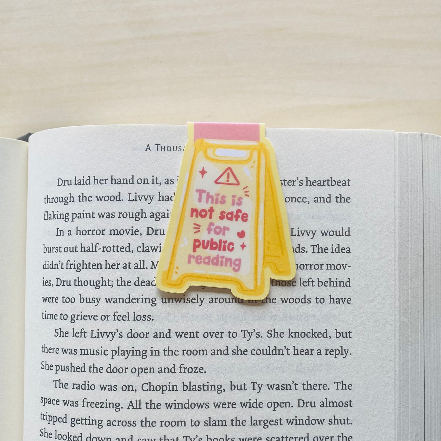 This is not safe for public reading yellow caution sign Magnetic Bookmark