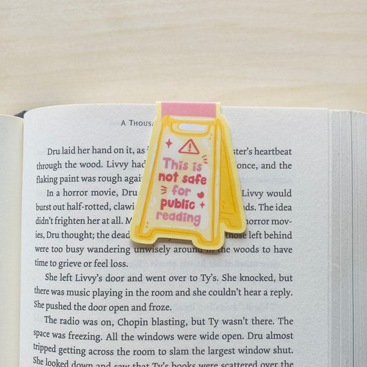 This is not safe for public reading yellow caution sign Magnetic Bookmark