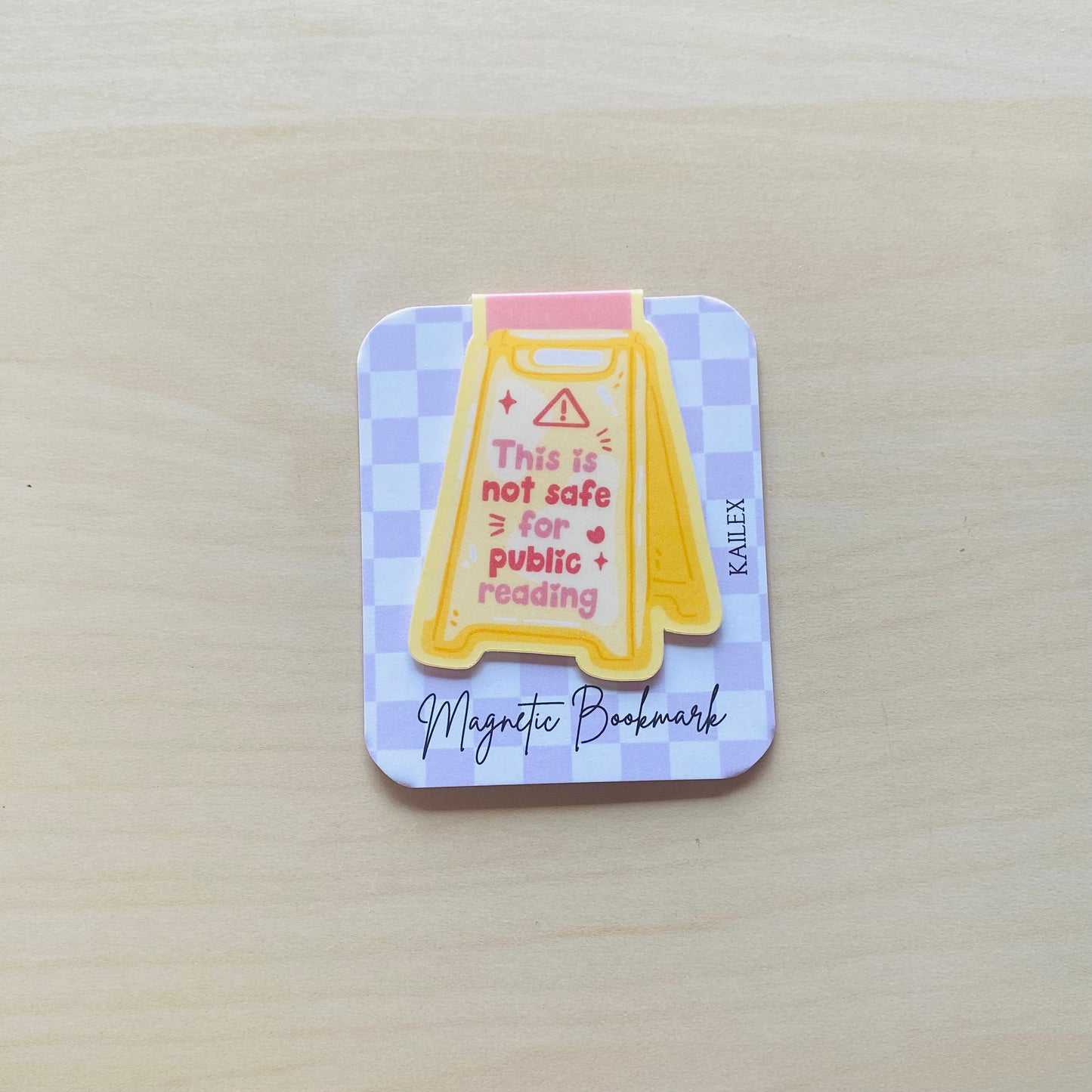 This is not safe for public reading yellow caution sign Magnetic Bookmark
