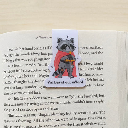 i'm burnt out m'lord raccoon with red cape Magnetic Bookmark
