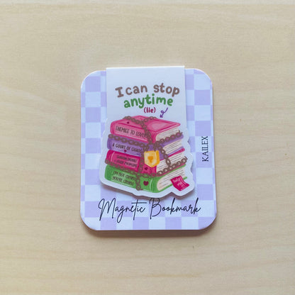 I can stop anytime (lie) stack of books Magnetic Bookmark