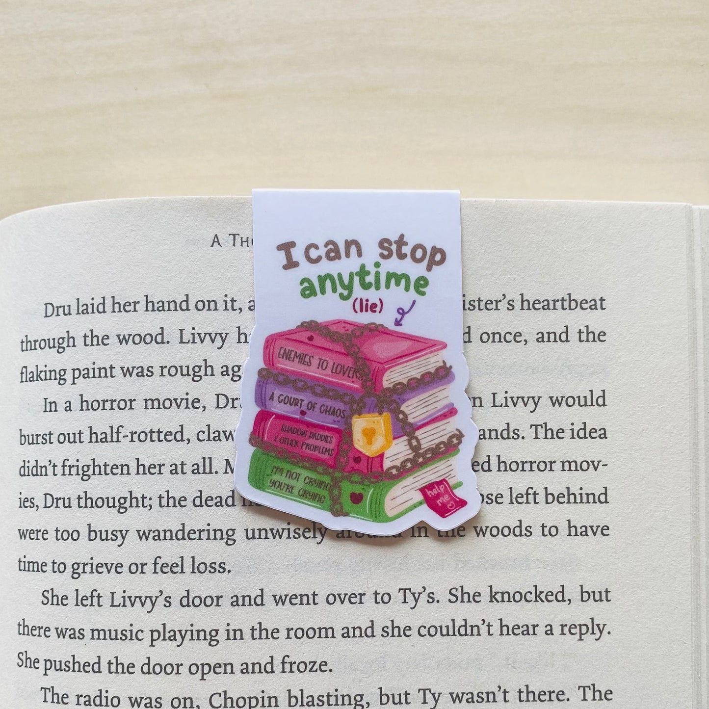 I can stop anytime (lie) stack of books Magnetic Bookmark