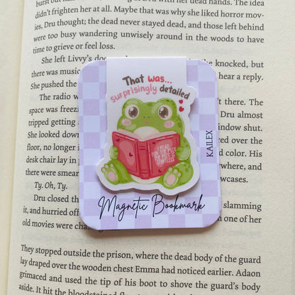 That was surprisingly detailed frog reading a book Magnetic Bookmark