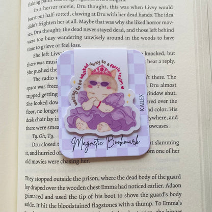 Waiting to be whisked away to a faerie realm princess cat in purple dress Magnetic Bookmark