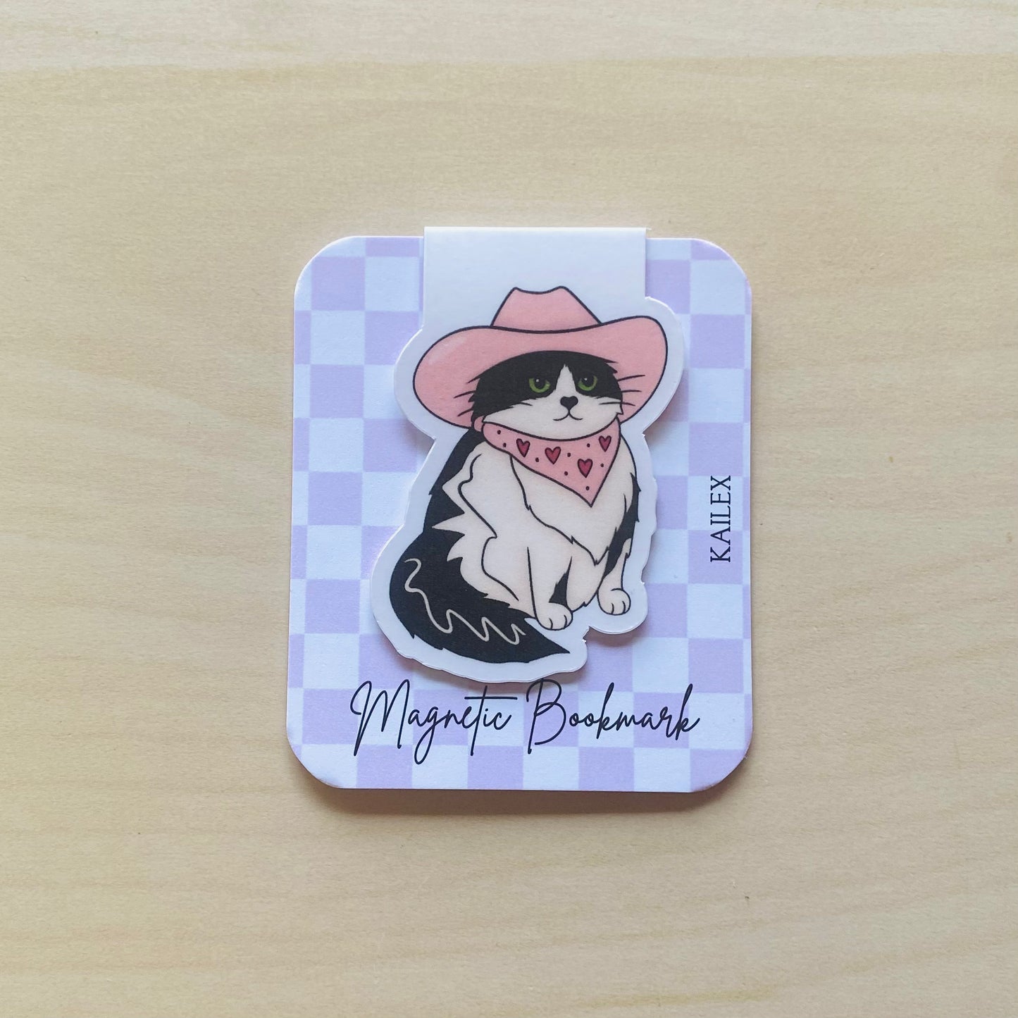 Howdy Kitty with pink hat and scarf Magnetic Bookmark