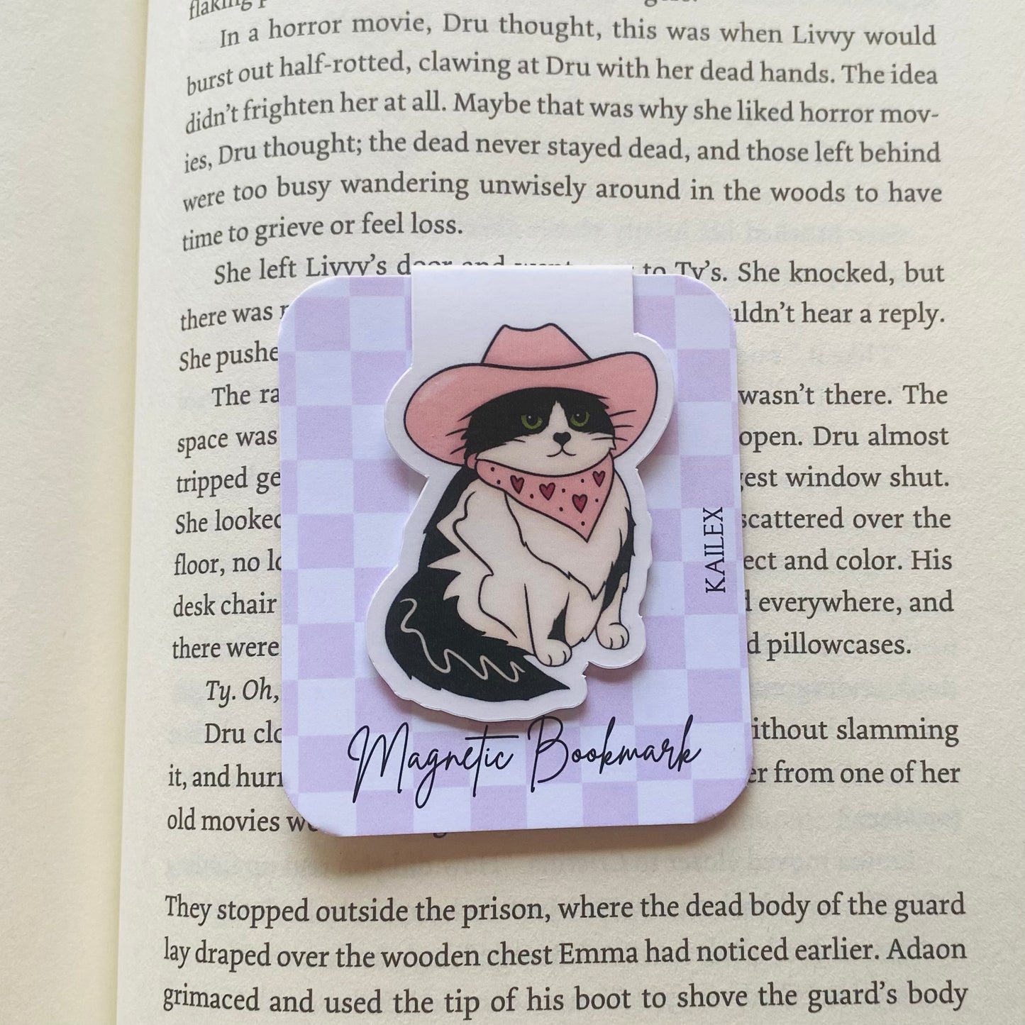 Howdy Kitty with pink hat and scarf Magnetic Bookmark