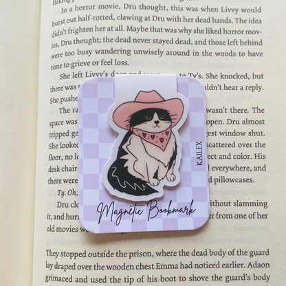 Howdy Kitty with pink hat and scarf Magnetic Bookmark