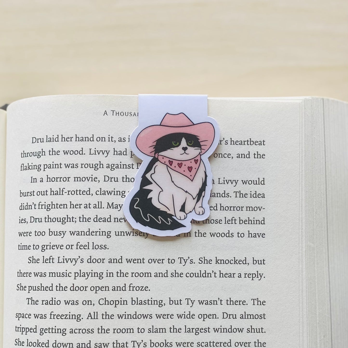 Howdy Kitty with pink hat and scarf Magnetic Bookmark