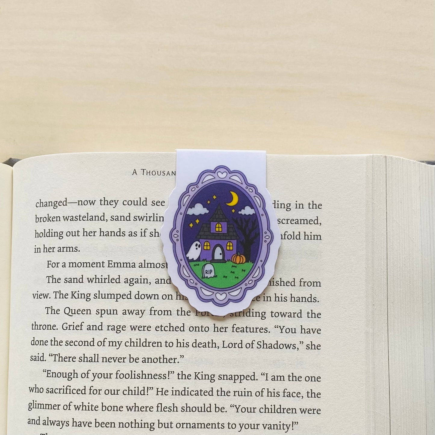 Haunted house in purple frame Magnetic Bookmark