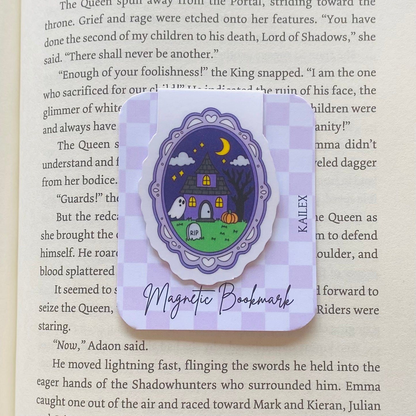 Haunted house in purple frame Magnetic Bookmark