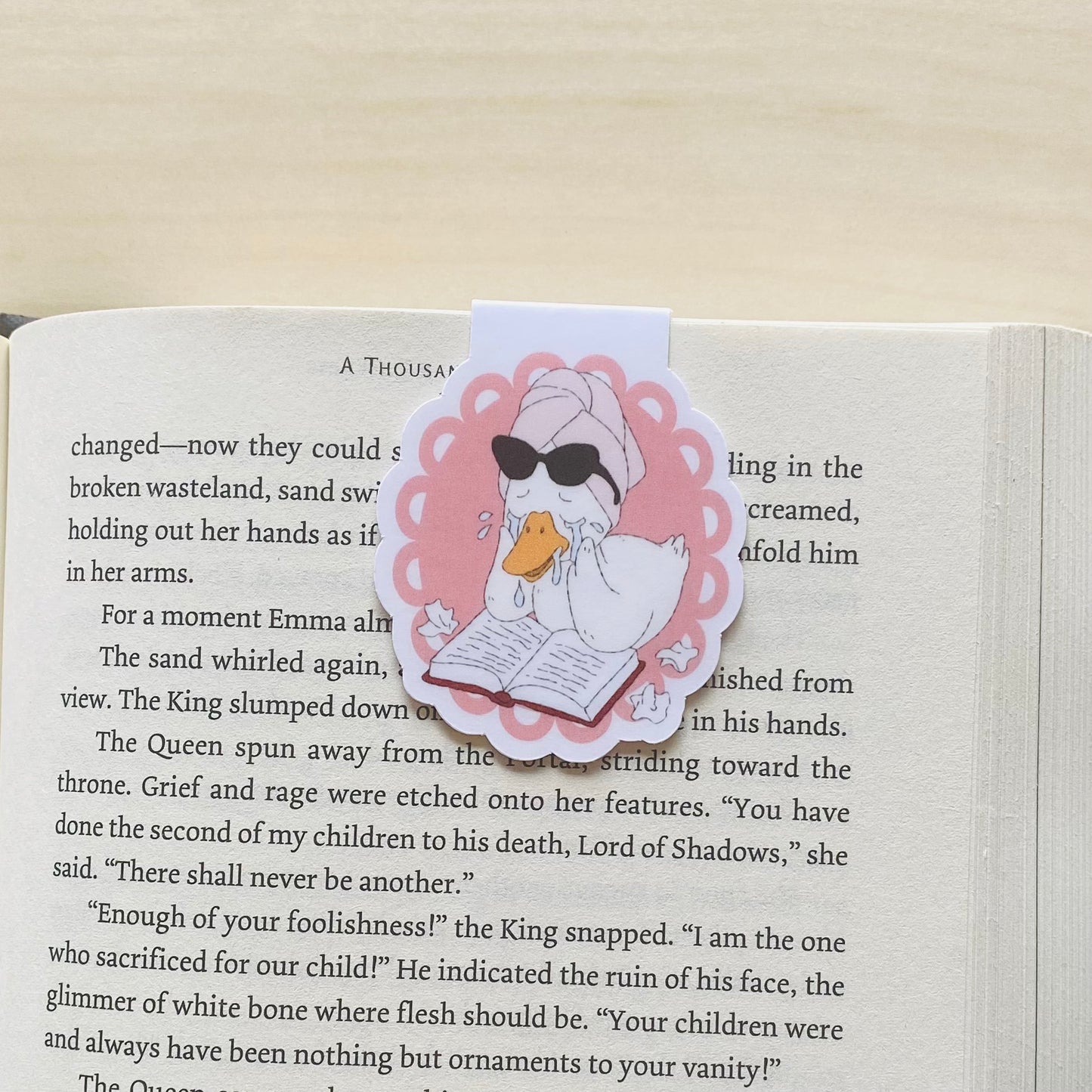 Crying goose reading a book Magnetic Bookmark