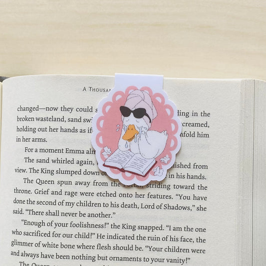 Crying goose reading a book Magnetic Bookmark
