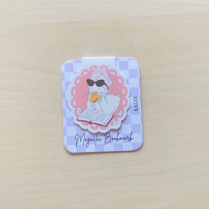 Crying goose reading a book Magnetic Bookmark