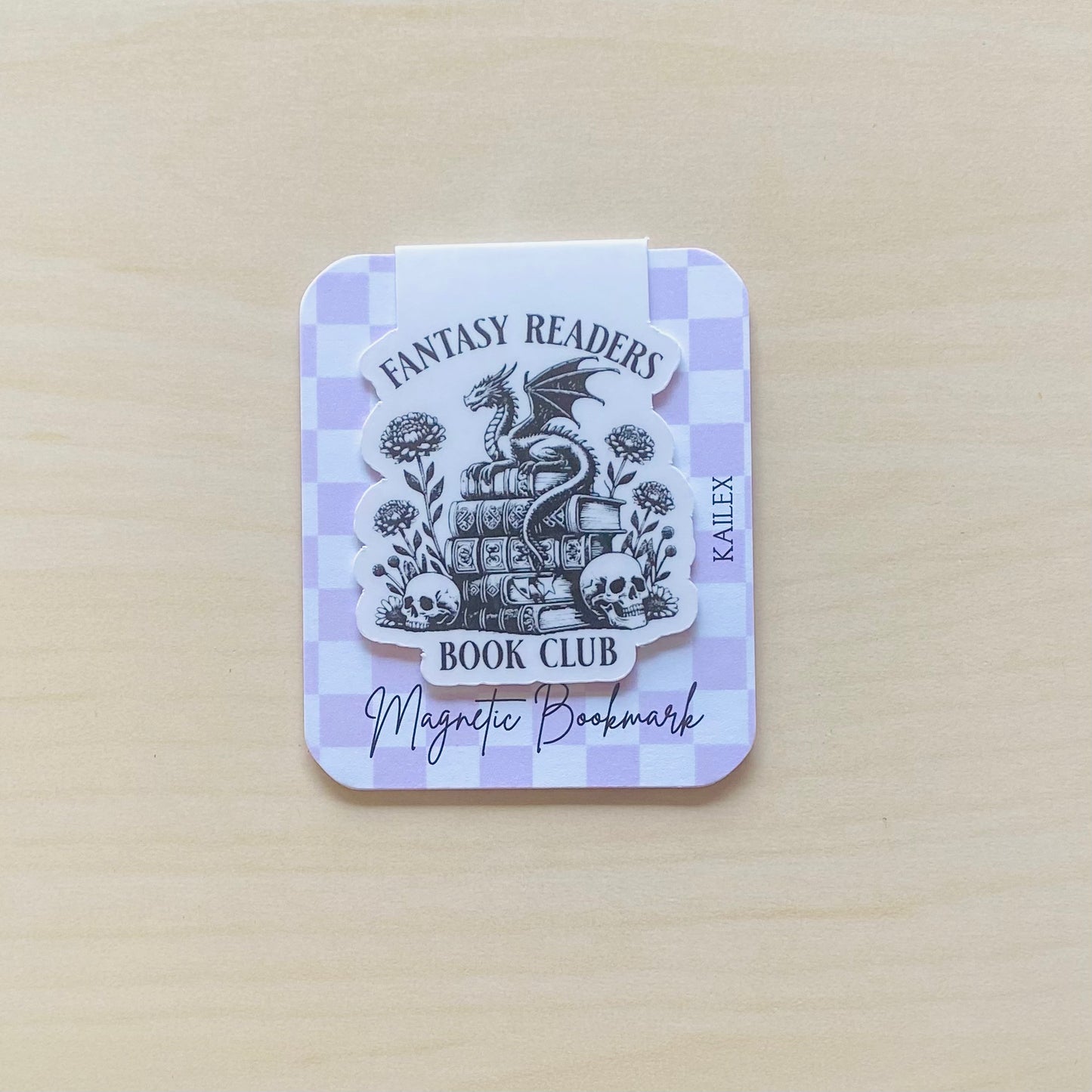 Fantasy Readers book club with dragon sitting on books Magnetic Bookmark