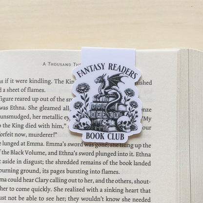 Fantasy Readers book club with dragon sitting on books Magnetic Bookmark