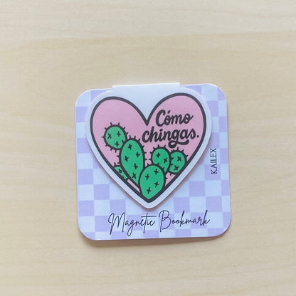 Como chingas heart with cactus Magnetic Bookmark