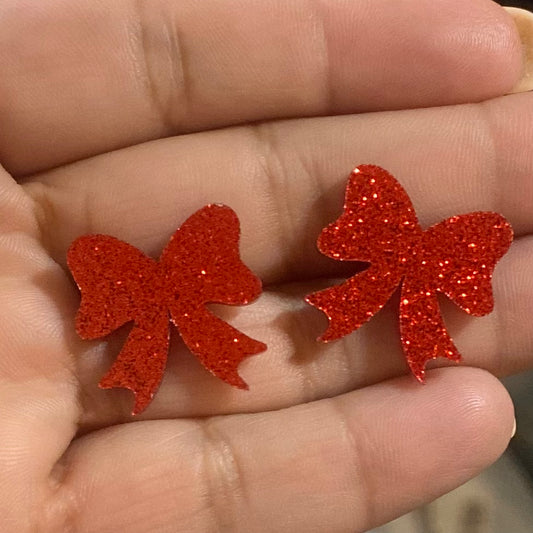 Red Bow Earring Studs