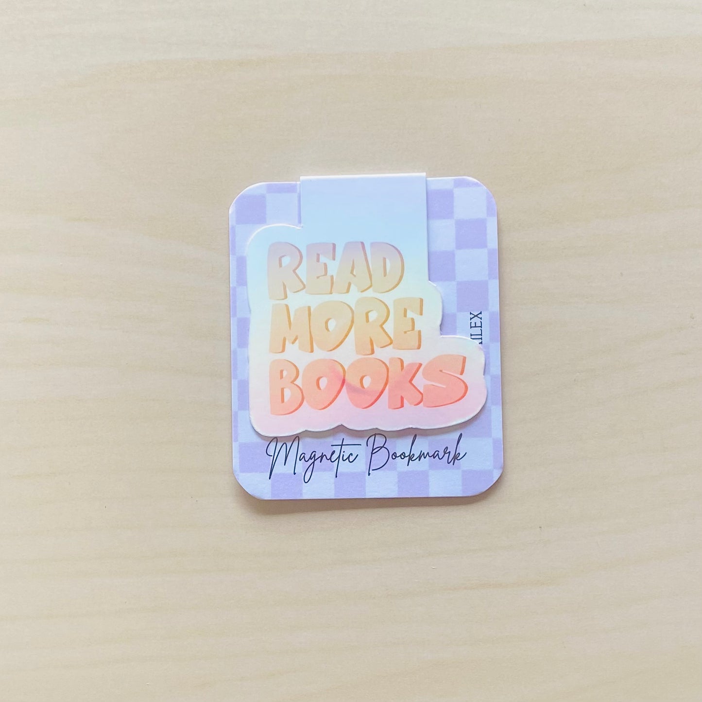 Holographic READ MORE BOOKS in pink letters Magnetic Bookmark