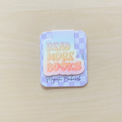 Holographic READ MORE BOOKS in pink letters Magnetic Bookmark
