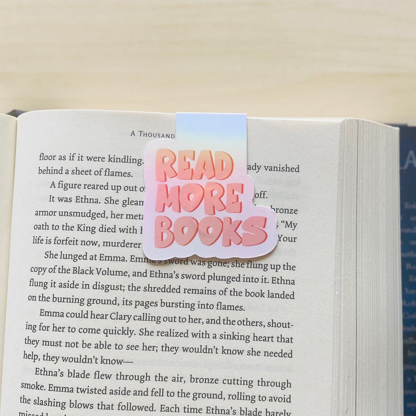 Holographic READ MORE BOOKS in pink letters Magnetic Bookmark