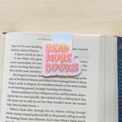 Holographic READ MORE BOOKS in pink letters Magnetic Bookmark