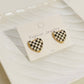 Checkered Heart Stud Earrings