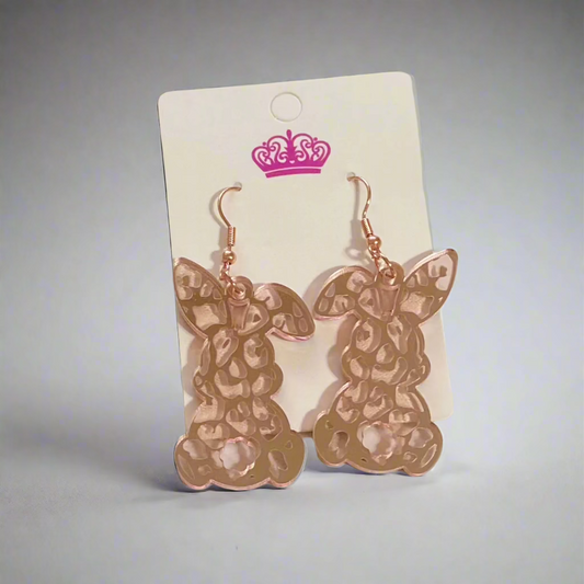 Rose Leopard Bunny Earrings