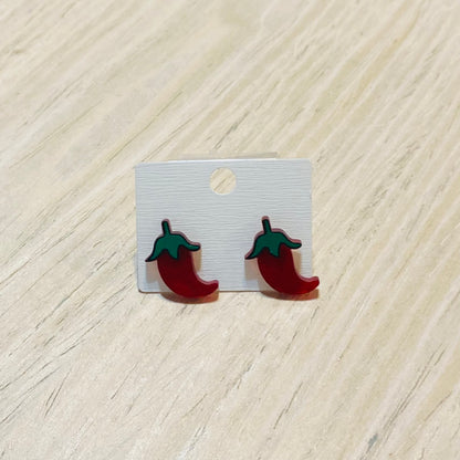 Red Pepper Stud Earrings