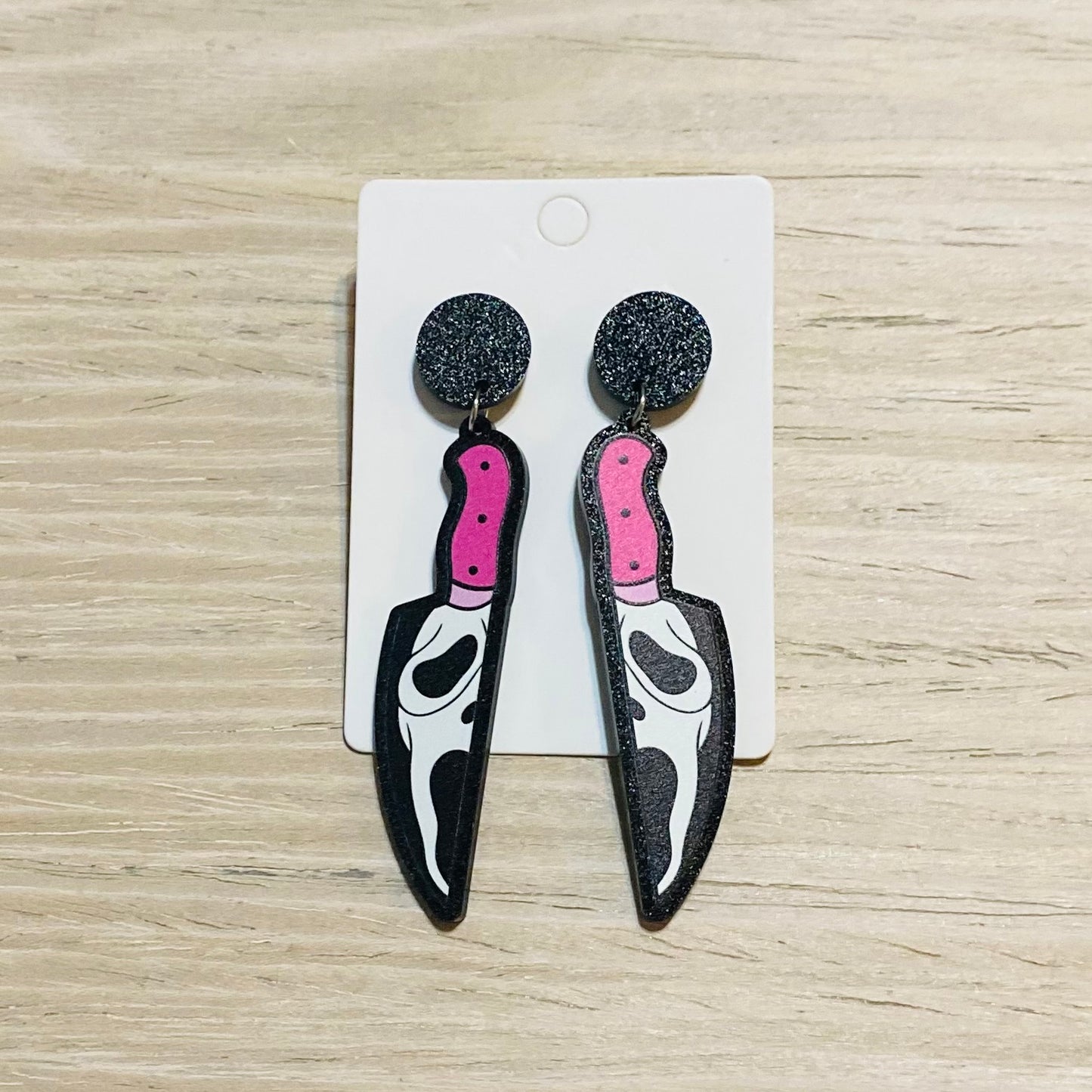 Pink Ghost Face Earrings