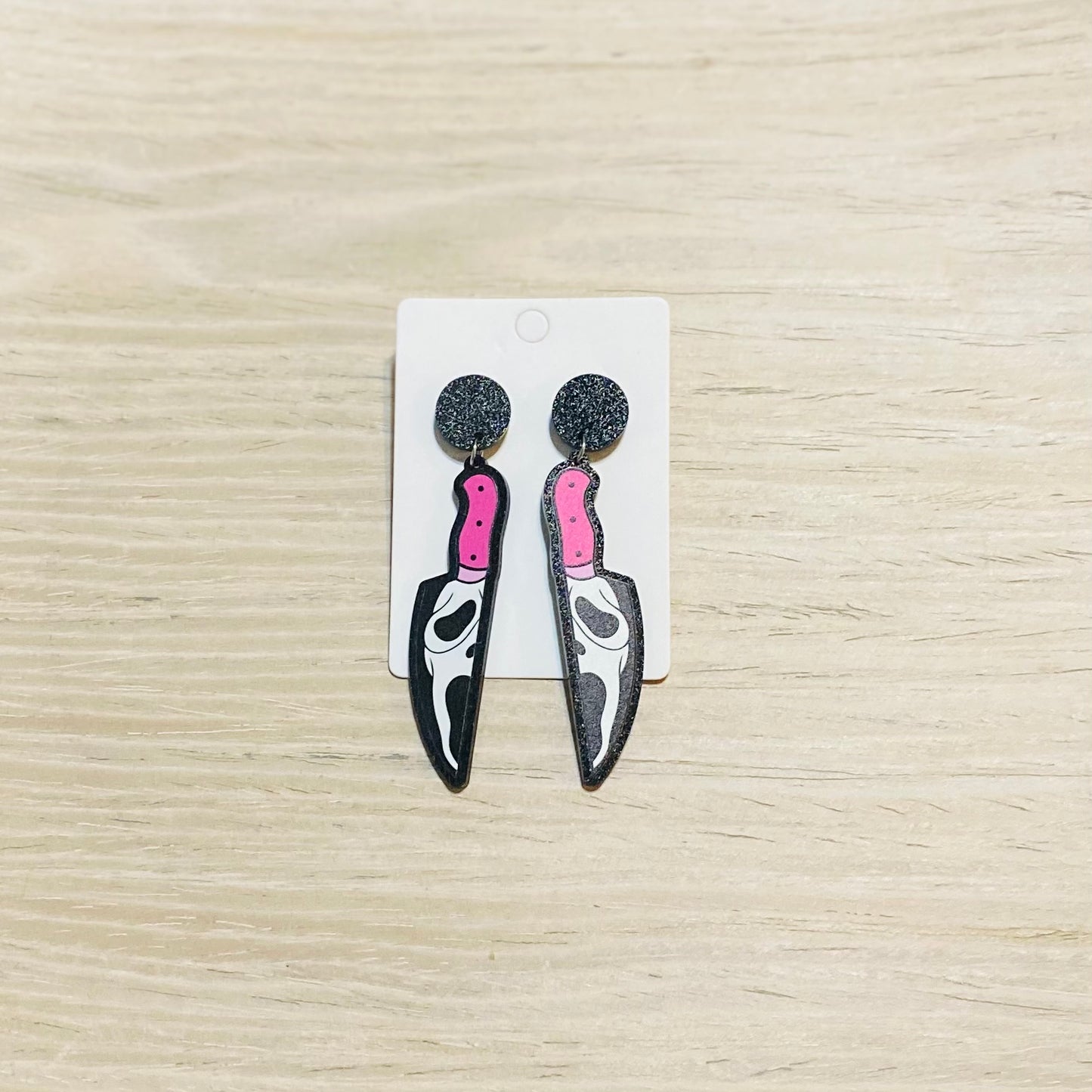 Pink Ghost Face Earrings