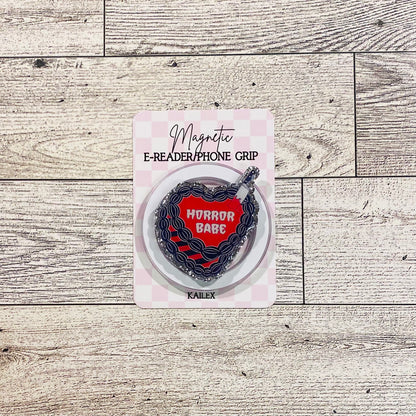 Horror Babe red cake with black frosting and knife- E-Reader, Phone, Kindle Grip for all Devices Magnetic Grip