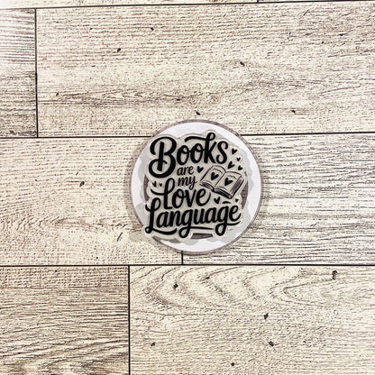 Books are my love language, black and white- E-Reader, Phone, Kindle Grip for all Devices Magnetic Grip
