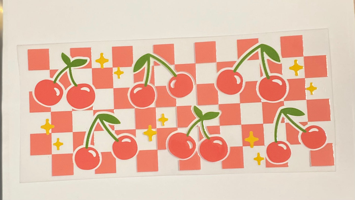 Checkered Cherries UVDTF Wrap