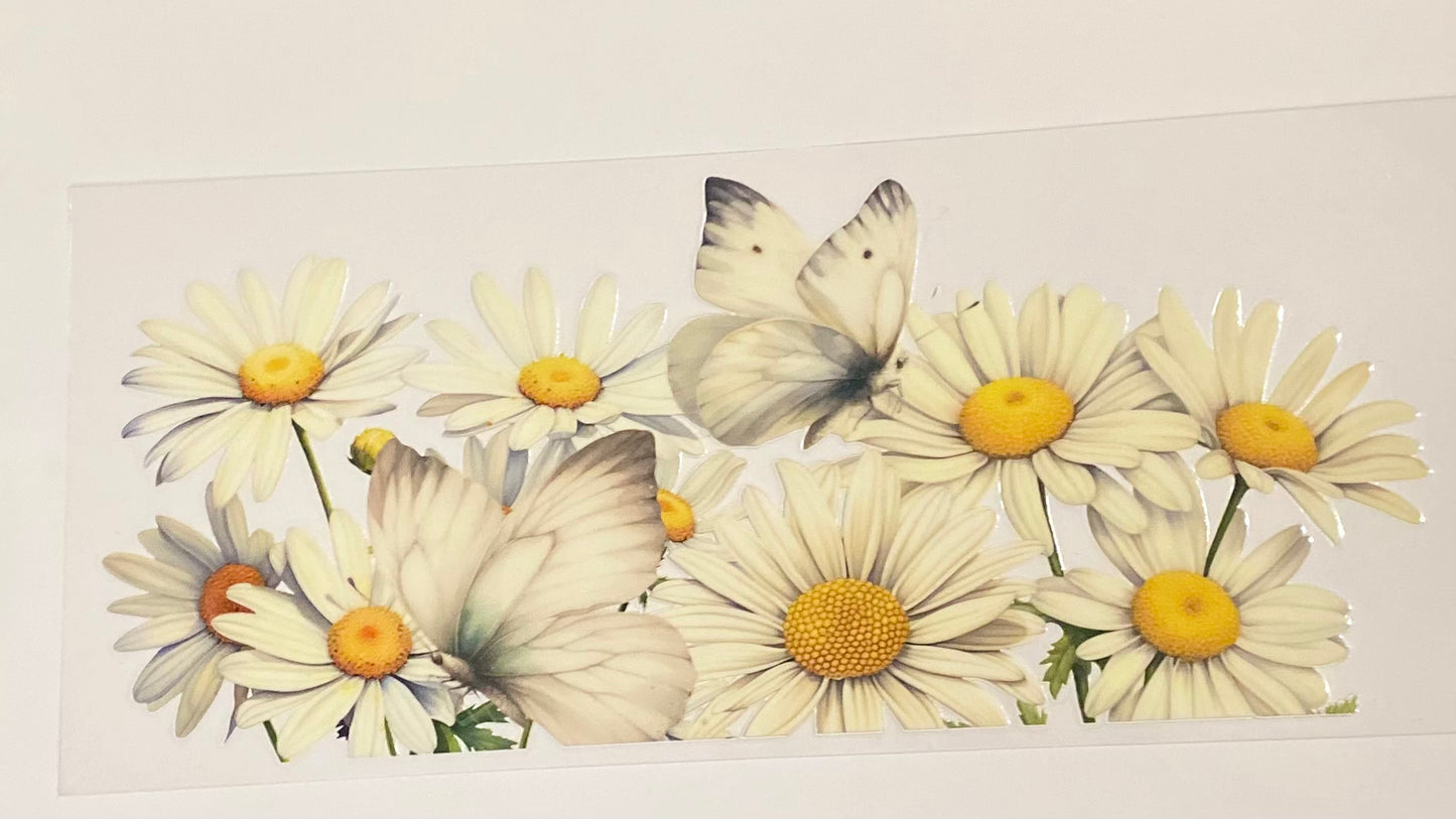 White Daisy Butterfly UVDTF Wrap