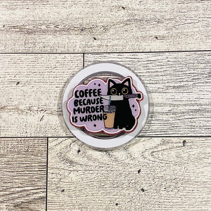 Coffee because murder is wrong black cat with knife- E-Reader, Phone, Kindle Grip for all Devices Magnetic Grip