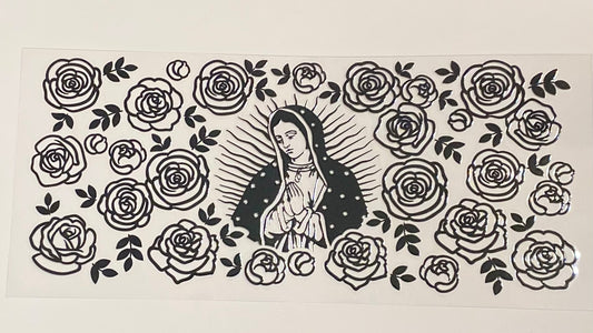 B/W Virgen de Guadalupe UVDTF Wrap