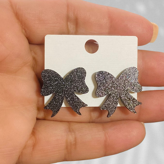 Black Bow Earring Studs